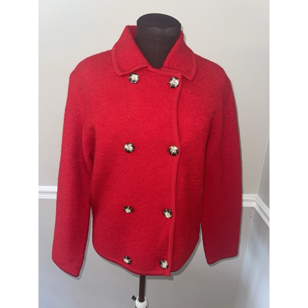 Rafaella Wool Blazer Jacket Sweater Red Womens Sz‎ M